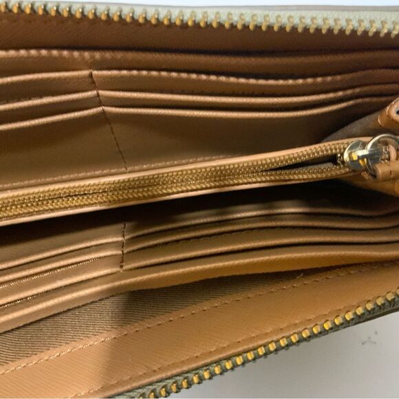 Fossil Gold Metallic Coated Leather Zip Around Wallet Clutch - Picture 5 of 10